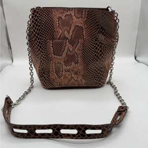 Y2K Faux Snakeskin Python Shoulder Bag Purse Chain Strap Sondra Roberts